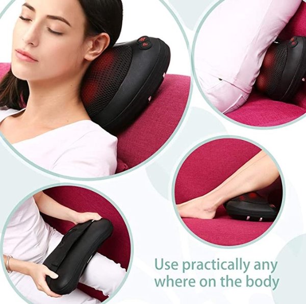 Back Massager Massage Pillow with Heat, Shiatsu and Deep Tissue Kneading for Shoulder, Lower Back and Muscle Pain Relief, Relaxation in Car Home and Office