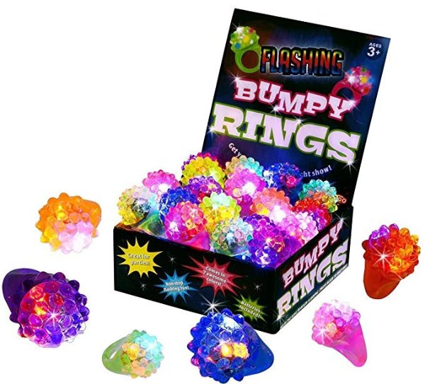 Kangaroo Flashing LED Light Up Toys, Bumpy Rings, 18 Pack