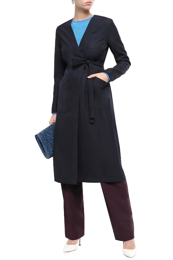 Belted woven coat