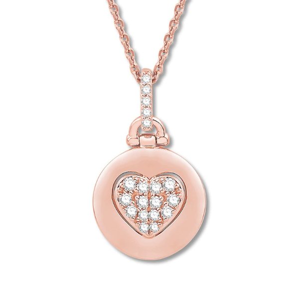 Signature Heart Diamond Necklace 1/6 ct tw 10K Rose Gold|Kay