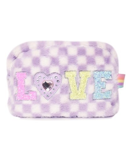 OMG Accessories Lavender 'Love' Checkerboard Pouch