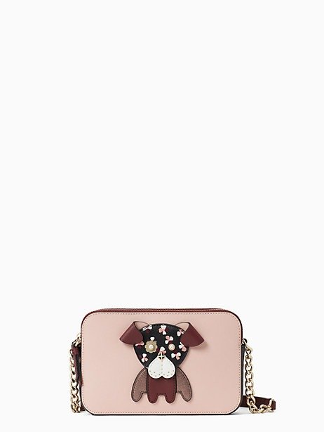 floral pup double zip small crossbody