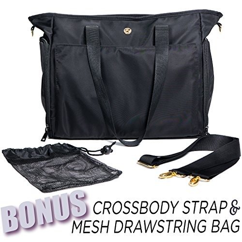 Lauren Breast Pump Bag - Portable Tote Bag Great for Travel or Storage – Includes Padded Laptop Sleeve - Fits Most Major Pumps Including Medela and Spectra Breastpump (Black)