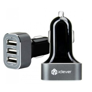iClever 3-Port 6.6A (33W) Premium Aluminum USB Car Charger with SmartID Technology