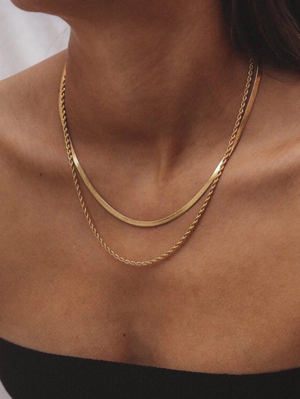 1pc Twist Design Layered Necklace Copper Jewelry