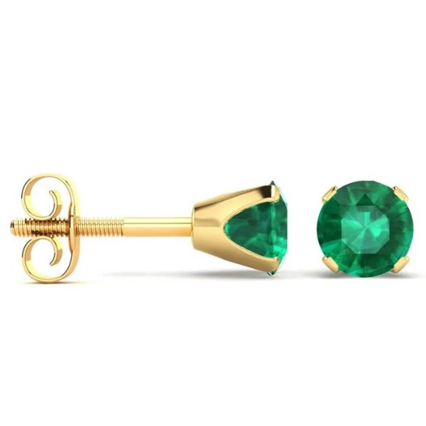 .50ct Emerald Stud Earrings in Yellow Gold