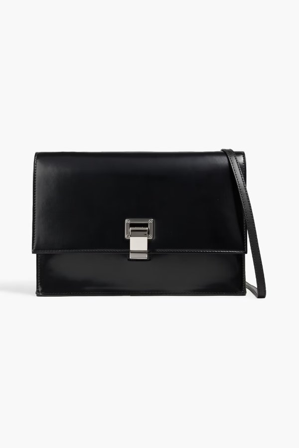 Lunch glossed faux leather shoulder bag