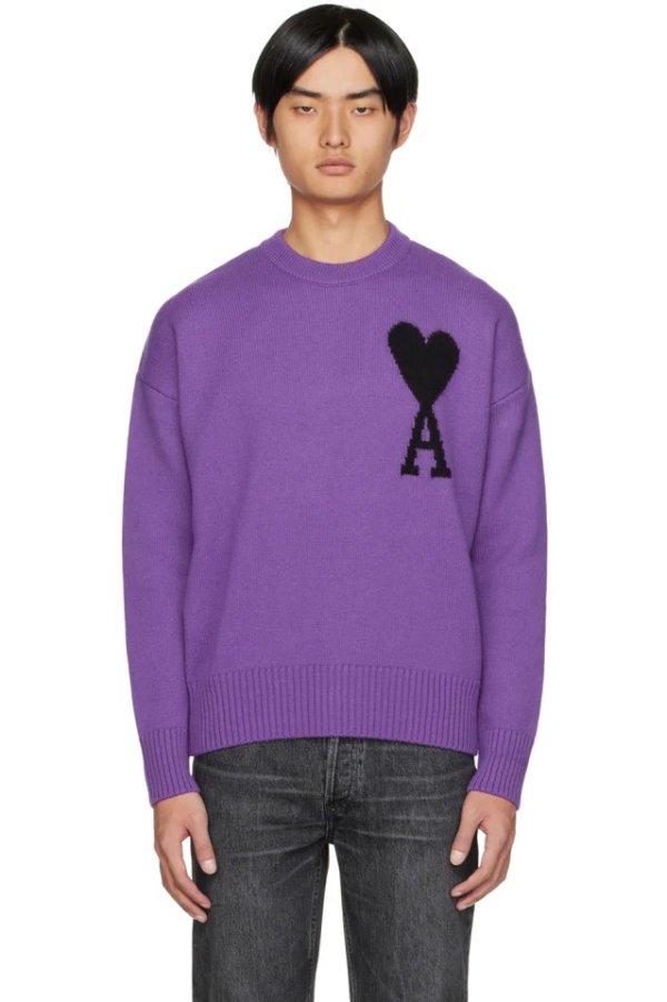 紫色爱心毛衣