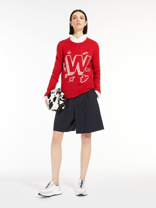 Alpaca and cotton-blend yarn sweater, red | "GALLO" Max Mara