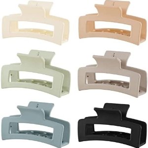 6 Pack Square Claw Clips, Big Hair Claw Clips for Women Girls, 4.1" Large Non-slip Hair Clips