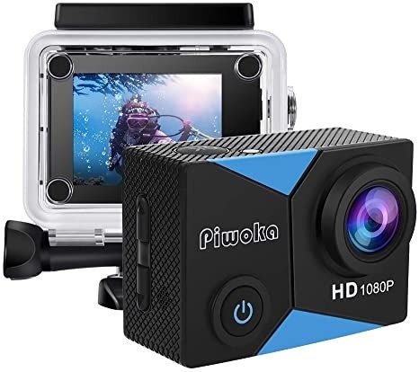 Piwoka Action Camera 1080P 12MP Waterproof