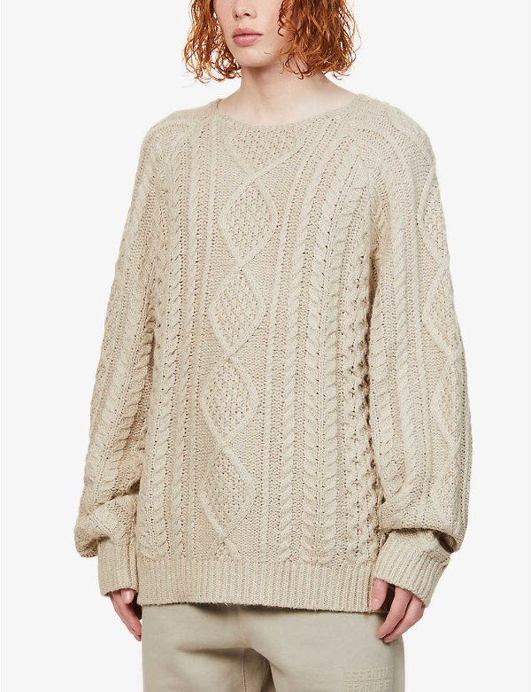brand-patch oversized cotton-blend jumper