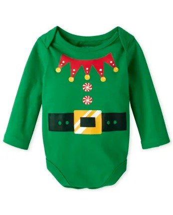 Unisex Baby Christmas Long Sleeve Elf Graphic Bodysuit | The Children's Place - HIGHLAND