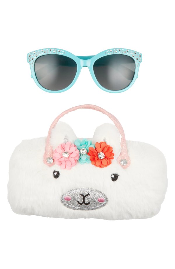 Kids' Sunglasses & Glitter Llama Case