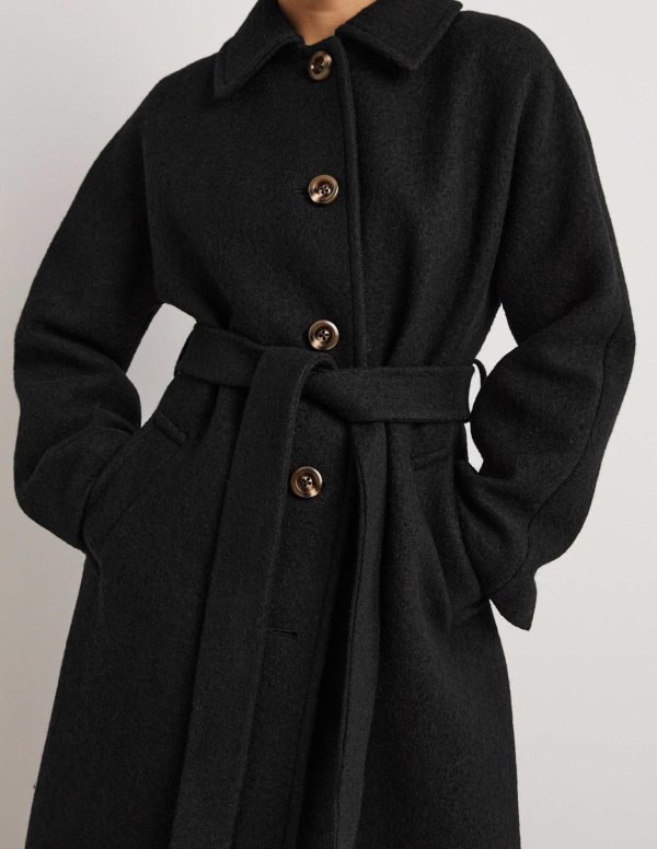 Long Belted Coat - Black | Boden US