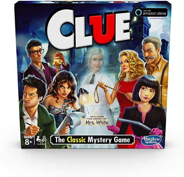 Clue Game; Incudes The Ghost Of Mrs. White; Compatible With Alexa (Amazon Exclusive); Mystery Board Game For Kids Ages 8 And Up