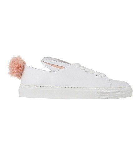 Tail leather and faux-fur sneakers