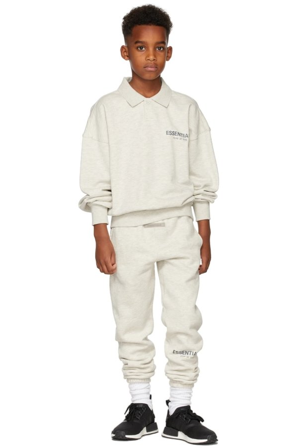 Kids Off-White French Terry Long Sleeve Polo