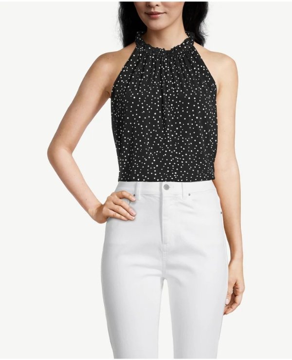 Dotted Ruffle Halter Top