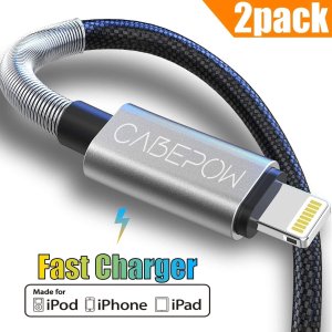 CABEPOW 官方认证 2米长 苹果Lightning数据线充电线 2条