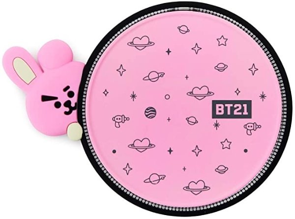 Official Merchandise by Line Friends - Cooky Character Wireless QI Phone Charger Pad 10W, Pink