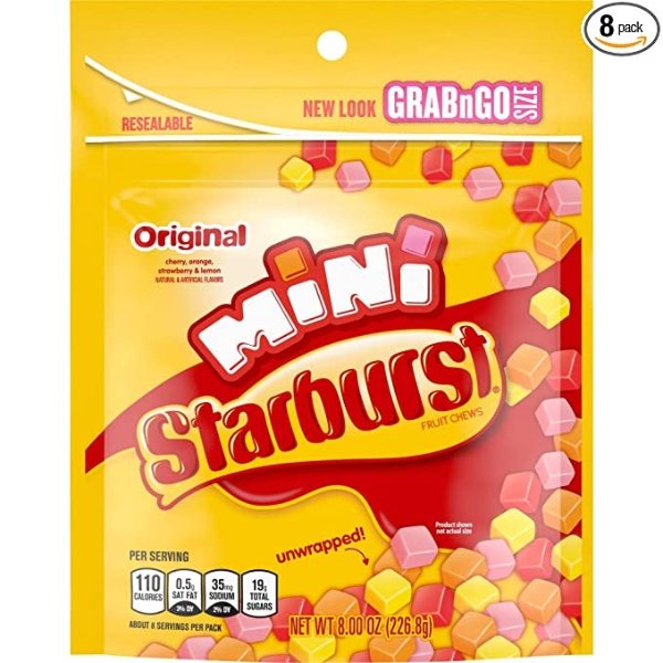 Original Minis Fruit Chews Candy, 8-Ounce Grab N Go Size Resealable Bag (Pack of 8)