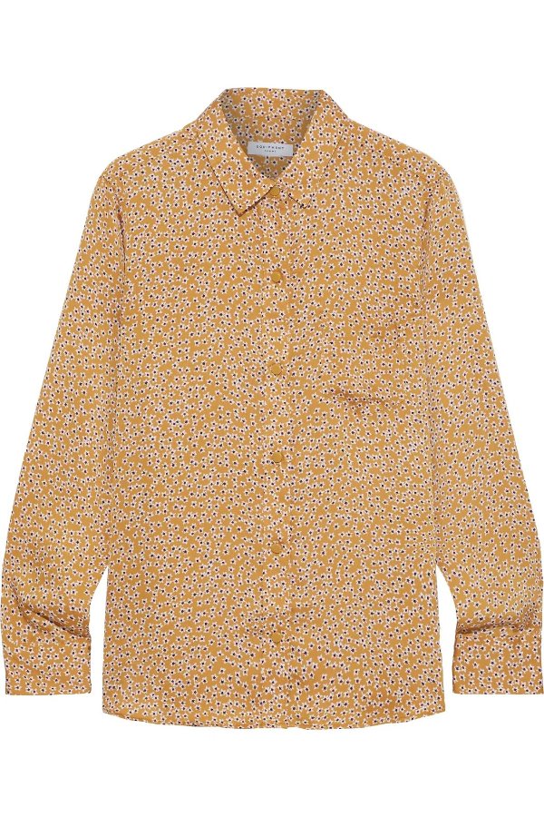 Leema floral-print washed-satin shirt