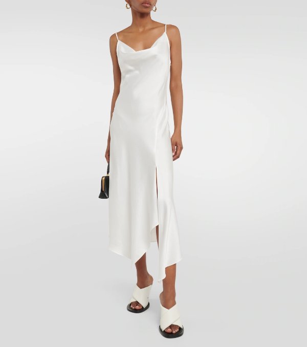Asymmetrical Midi Slip Dress in White - Simkhai | Mytheresa