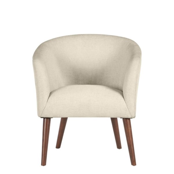 Paxton Walnut Beige Wood Accent Chair with Evere Biscuit Beige Upholstery (27.56 in. W x 30.71 in. H)