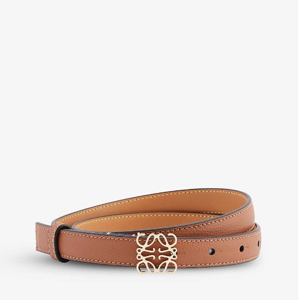 Anagram-buckle leather belt