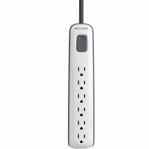 Belkin 6-Outlet AV Power Strip Surge Protector with 2.5-Foot Power Cord, 600 Joules (BV106000-2.5)