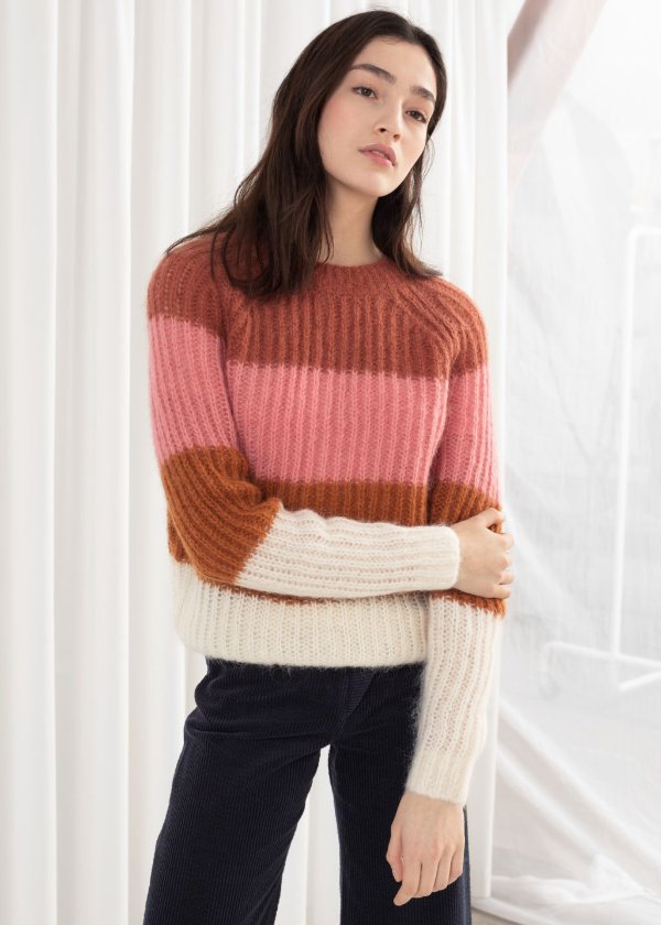 Pastel Striped Wool Blend Sweater