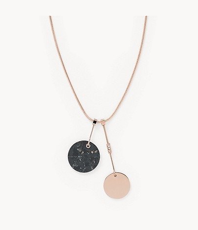 Ellen Rose-Tone Stainless Steel and Marble Necklace
