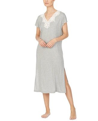 Lace-Trim Printed Nightgown