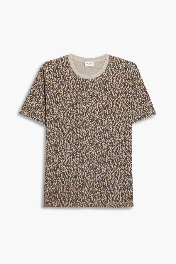 Distressed leopard-print cotton-jersey T-shirt
