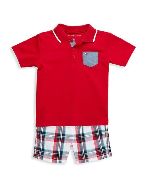 Baby Boy's Polo & Plaid Shorts 2-Piece Set