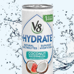 V8 +Hydrate Plant-Based Hydrating Beverage, Coconut Watermelon, Pack of 24