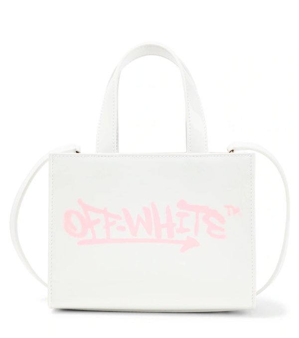 Graffiti logo leather shoulder bag