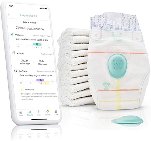 Lumi by Pampers Smart Sleep System: 1 Sleep Sensor + 2 Enormous Pack Diapers, Size 3