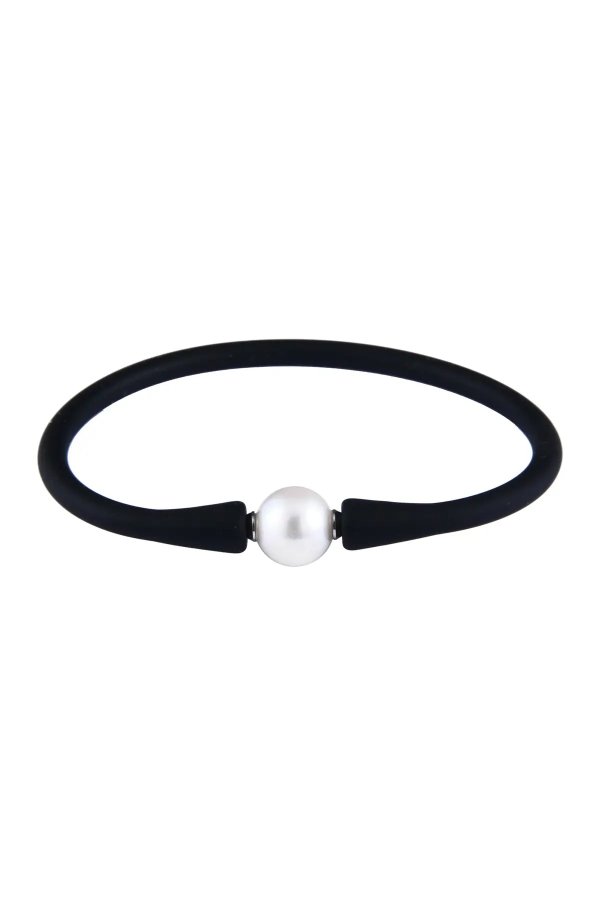 白色 10-11 毫米淡水珍珠橡胶手链