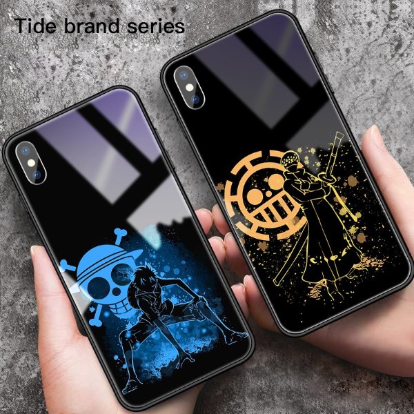 |Cartoon One Piece Luffy Tempered Glass Phone Case For iPhone 11 Pro SE XSmax XR XS X 8 7 6s 6 Plus Luxury Protection Cover Coque|Fitted Cases| - AliExpress