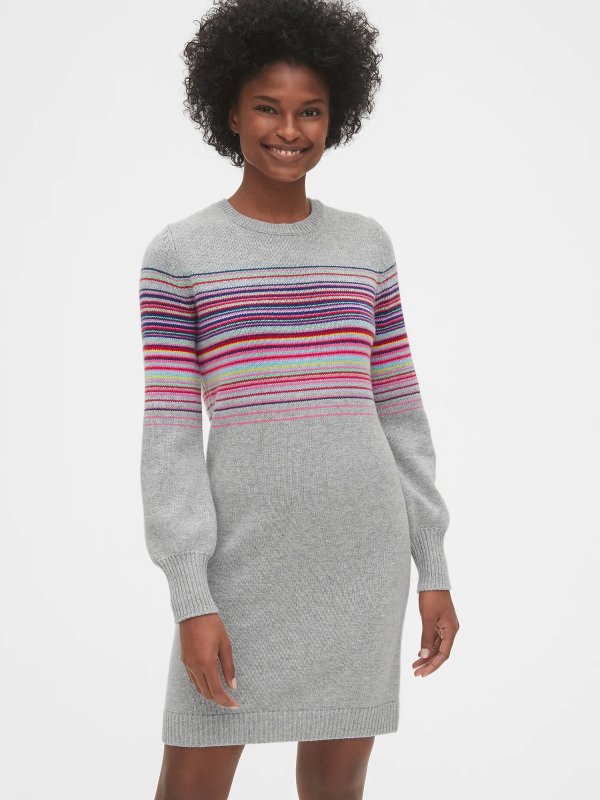 Wool-Blend Crazy Stripe Sweater Dress