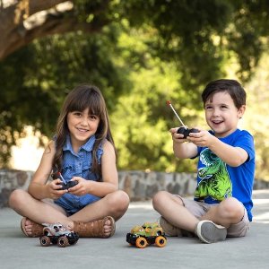 Best Choice Products Set of 2 27MHz Mini Toy Dinosaur RC Remote Control Cars w/ 9mph Max Speed