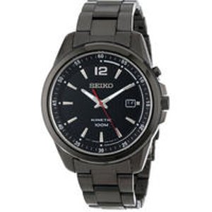 Seiko Men's KINETIC "Amazon Exclusive" Black Ion-Plated Stainless Steel Watch SKA605 
