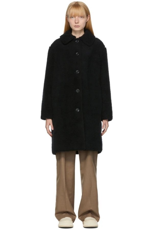 Black Wool Fleece Katerine Coat