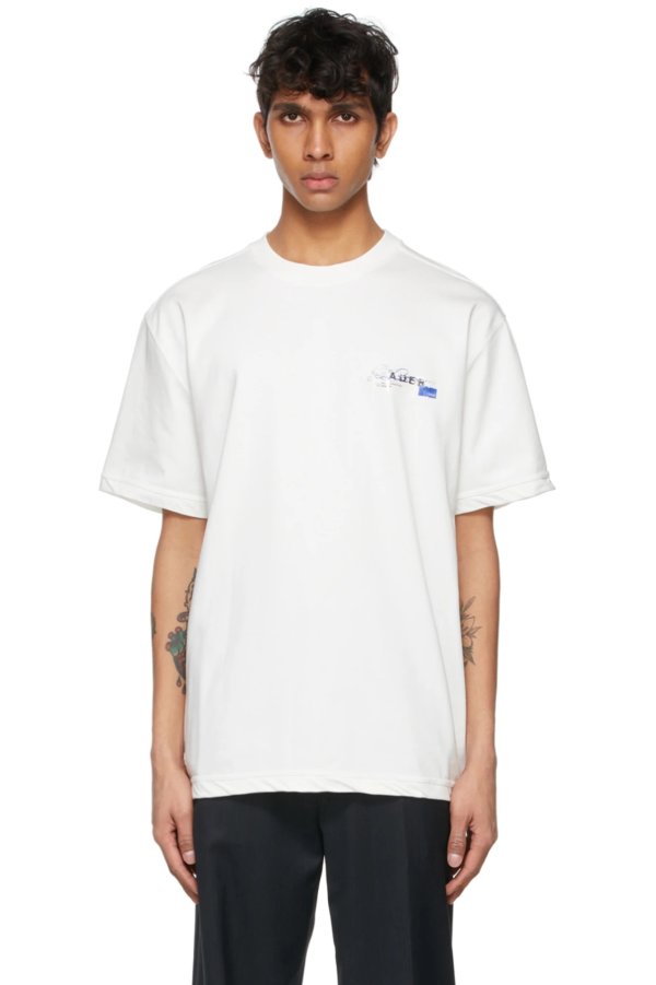 White Foil Tape Logo T-Shirt