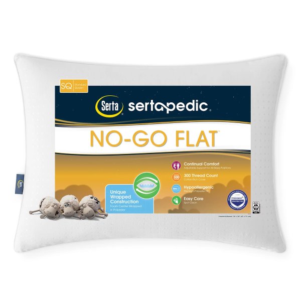 pedic No-Go Flat Bed Pillow, Standard/Queen