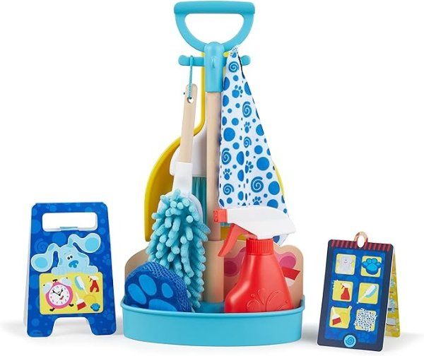 Melissa & Doug Blue’s Clues & You! Clean-Up Time Play Set - Toddler Toy Cleaning Set, Pretend Home Cleaning Set, Kids Broom And Mop Set, Pretend Play Cleaning Toy, Blue's Clues Toy For Kids Ages 3+