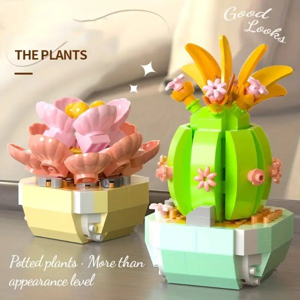 DIY Building Block Potted Plant, Garden Plant Potted Building Blocks, Flower Model Building Blocks, Collage Toy
