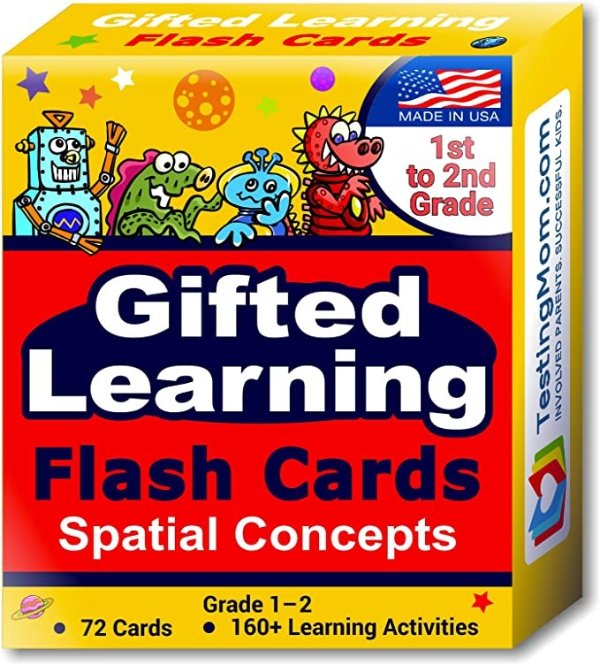 TestingMom.com Gifted Learning Flash Cards – Visual Spatial Concepts for 1st - 2nd Grade – Non-Verbal Puzzles for NNAT Test, NNAT2, NNAT3, CogAT Test, Iowa Test, NYC Gifted and Talented, and More!